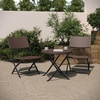 image:imageFlash Furniture Rouen Commercial Grade Folding Bistro Set IndoorOutdoor PE Rattan Table Top Back and Seat Charcoal Steel Frames 3 Piece Set GrayWhiteBrown