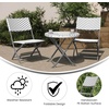 image:imageFlash Furniture Rouen Commercial Grade Folding Bistro Set IndoorOutdoor PE Rattan Table Top Back and Seat Charcoal Steel Frames 3 Piece Set GrayWhiteGray  White