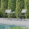 image:imageFlash Furniture Rouen Commercial Grade Folding Bistro Set IndoorOutdoor PE Rattan Table Top Back and Seat Charcoal Steel Frames 3 Piece Set GrayWhiteGray  White
