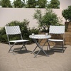 image:imageFlash Furniture Rouen Commercial Grade Folding Bistro Set IndoorOutdoor PE Rattan Table Top Back and Seat Charcoal Steel Frames 3 Piece Set GrayWhiteGray  White
