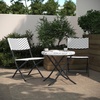 image:imageFlash Furniture Rouen Commercial Grade Folding Bistro Set IndoorOutdoor PE Rattan Table Top Back and Seat Natural Steel Frames 3 Piece Set NavyWhiteBlack  White