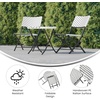image:imageFlash Furniture Rouen Commercial Grade Folding Bistro Set IndoorOutdoor PE Rattan Table Top Back and Seat Natural Steel Frames 3 Piece Set NavyWhiteBlack  White