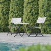 image:imageFlash Furniture Rouen Commercial Grade Folding Bistro Set IndoorOutdoor PE Rattan Table Top Back and Seat Natural Steel Frames 3 Piece Set NavyWhiteBlack  White