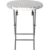 image:imageFlash Furniture Rouen Commercial Grade Folding Bistro Set IndoorOutdoor PE Rattan Table Top Back and Seat Natural Steel Frames 3 Piece Set NavyWhiteBlack  White