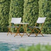 image:imageFlash Furniture Rouen Commercial Grade Folding Bistro Set IndoorOutdoor PE Rattan Table Top Back and Seat Natural Steel Frames 3 Piece Set NavyWhiteNavy  White