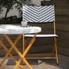 image:imageFlash Furniture Rouen Commercial Grade Folding Bistro Set IndoorOutdoor PE Rattan Table Top Back and Seat Natural Steel Frames 3 Piece Set NavyWhiteNavy  White