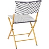 image:imageFlash Furniture Rouen Commercial Grade Folding Bistro Set IndoorOutdoor PE Rattan Table Top Back and Seat Natural Steel Frames 3 Piece Set NavyWhiteNavy  White