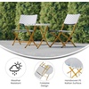 image:imageFlash Furniture Rouen Commercial Grade Folding Bistro Set IndoorOutdoor PE Rattan Table Top Back and Seat Natural Steel Frames 3 Piece Set NavyWhiteNavy  White