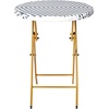 image:imageFlash Furniture Rouen Commercial Grade Folding Bistro Set IndoorOutdoor PE Rattan Table Top Back and Seat Natural Steel Frames 3 Piece Set NavyWhiteNavy  White