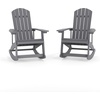 image:imageFlash Furniture Savannah Poly Resin Wood Adirondack Rocking Chair  All Weather Black Polystyrene  Stainless Steel Hardware  Set of 2Grey