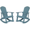 image:imageFlash Furniture Savannah Poly Resin Wood Adirondack Rocking Chair  All Weather Black Polystyrene  Stainless Steel Hardware  Set of 2Sea Foam