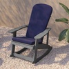 image:imageFlash Furniture Savannah Set of 2 Rocking Adirondack Chairs with Cushions  White Poly Resin Frame  Blue AllWeather Cushions  IndoorOutdoor UseGrayBlue