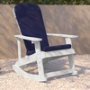 image:imageFlash Furniture Savannah Set of 2 Rocking Adirondack Chairs with Cushions  White Poly Resin Frame  Blue AllWeather Cushions  IndoorOutdoor UseWhiteBlue
