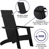 image:imageFlash Furniture Sawyer Modern Commercial 2Slat Back Adirondack Chair  Black Commercial AllWeather Poly Resin Lounge ChairBlack