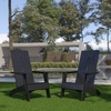 image:imageFlash Furniture Sawyer Modern Commercial 2Slat Back Adirondack Chair  Black Commercial AllWeather Poly Resin Lounge ChairBlack