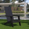 image:imageFlash Furniture Sawyer Modern Commercial 2Slat Back Adirondack Chair  Black Commercial AllWeather Poly Resin Lounge ChairBlack