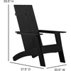 image:imageFlash Furniture Sawyer Modern Commercial 2Slat Back Adirondack Chair  Black Commercial AllWeather Poly Resin Lounge ChairBlack