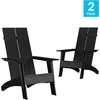 image:imageFlash Furniture Sawyer Modern Commercial 2Slat Back Adirondack Chair  Black Commercial AllWeather Poly Resin Lounge ChairBlack