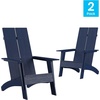 image:imageFlash Furniture Sawyer Modern Commercial 2Slat Back Adirondack Chair  Black Commercial AllWeather Poly Resin Lounge ChairNavy