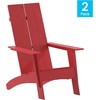 image:imageFlash Furniture Sawyer Modern Commercial 2Slat Back Adirondack Chair  Black Commercial AllWeather Poly Resin Lounge ChairRed