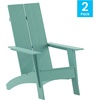 image:imageFlash Furniture Sawyer Modern Commercial 2Slat Back Adirondack Chair  Black Commercial AllWeather Poly Resin Lounge ChairSea Foam