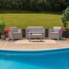 image:imageFlash Furniture Seneca 4 Piece Outdoor Faux Rattan Chair Loveseat and Table Set in Seneca Light GrayLight Gray