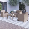 image:imageFlash Furniture Seneca 4 Piece Outdoor Faux Rattan Chair Loveseat and Table Set in Seneca Light GrayLight Gray