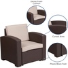 image:imageFlash Furniture Seneca Chocolate Brown Faux Rattan Chair with AllWeather Beige CushionChocolate Brown