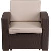 image:imageFlash Furniture Seneca Chocolate Brown Faux Rattan Chair with AllWeather Beige CushionChocolate Brown