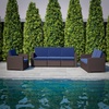 image:imageFlash Furniture Seneca Chocolate Brown Faux Rattan Chair with AllWeather Beige CushionNavy CushionsChocolate Brown Frame