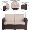 image:imageFlash Furniture Seneca Chocolate Brown Faux Rattan Loveseat with AllWeather Navy CushionsChocolate Brown