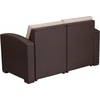 image:imageFlash Furniture Seneca Chocolate Brown Faux Rattan Loveseat with AllWeather Navy CushionsChocolate Brown