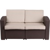 image:imageFlash Furniture Seneca Chocolate Brown Faux Rattan Loveseat with AllWeather Navy CushionsChocolate Brown