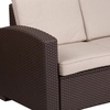 image:imageFlash Furniture Seneca Chocolate Brown Faux Rattan Loveseat with AllWeather Navy CushionsChocolate Brown