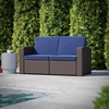 image:imageFlash Furniture Seneca Chocolate Brown Faux Rattan Loveseat with AllWeather Navy CushionsNavy CushionsChocolate Brown Frame