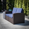 image:imageFlash Furniture Seneca Chocolate Brown Faux Rattan Loveseat with AllWeather Navy CushionsNavy CushionsChocolate Brown Frame