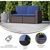image:imageFlash Furniture Seneca Chocolate Brown Faux Rattan Loveseat with AllWeather Navy CushionsNavy CushionsChocolate Brown Frame