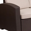 image:imageFlash Furniture Seneca Chocolate Brown Faux Rattan Sofa with AllWeather Beige CushionsChocolate Brown