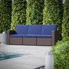 image:imageFlash Furniture Seneca Chocolate Brown Faux Rattan Sofa with AllWeather Beige CushionsNavy CushionsChocolate Brown Frame