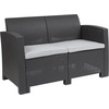 image:imageFlash Furniture Seneca Dark Gray Faux Rattan Loveseat with AllWeather Seneca Light Gray CushionsDark Gray