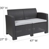 image:imageFlash Furniture Seneca Dark Gray Faux Rattan Loveseat with AllWeather Seneca Light Gray CushionsDark Gray