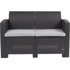 image:imageFlash Furniture Seneca Dark Gray Faux Rattan Loveseat with AllWeather Seneca Light Gray CushionsDark Gray