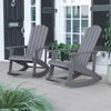 image:imageFlash Furniture Set of 2 Savannah Adirondack Rocking Chairs and Charlestown Adirondack Chair 350lb Capacity Polyresin Wood Style Gray
