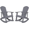 image:imageFlash Furniture Set of 2 Savannah Adirondack Rocking Chairs and Charlestown Adirondack Chair 350lb Capacity Polyresin Wood Style Gray