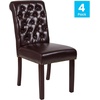 image:imageFlash Furniture Set of 4 Hercules Series Brown LeatherSoft Parsons Chairs with Rolled Back Accent Nail Trim and Walnut Finish