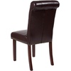 image:imageFlash Furniture Set of 4 Hercules Series Brown LeatherSoft Parsons Chairs with Rolled Back Accent Nail Trim and Walnut Finish