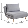 image:imageFlash Furniture Shaw TriFold Convertible Sleeper Chair with Pillow 3in1 Multifunctional Adjustable Sleeper Channel Stitching Hideaway Legs Brown LeatherSoftLight Gray