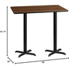 image:imageFlash Furniture Stiles 30 x 60 Rectangular Black Laminate Table Top with 22 x 22 Bar Height Table BasesWalnut
