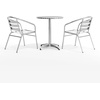 image:imageFlash Furniture TLHALUM24RD017BK2GG Lila 235 Round Aluminum IndoorOutdoor Table Set with 2 Slat Back Chairs BlackAluminum