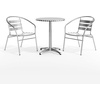 image:imageFlash Furniture TLHALUM24RD017BK2GG Lila 235 Round Aluminum IndoorOutdoor Table Set with 2 Slat Back Chairs BlackAluminum